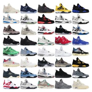 Collection of Air Jordan 4 sneakers in various colorways and designs